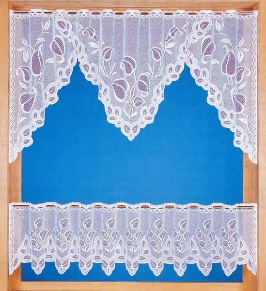 Weckbrodt Scheibengardine Eva (1 St), Stangendurchzug, halbtransparent, Jacquard, Bistro, Jacquard, floral, 2teiliges Set, Gardine, Store