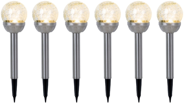 6er Set LED Solarleuchte, Glaskugel, Erdspieß, H 34,5 cm