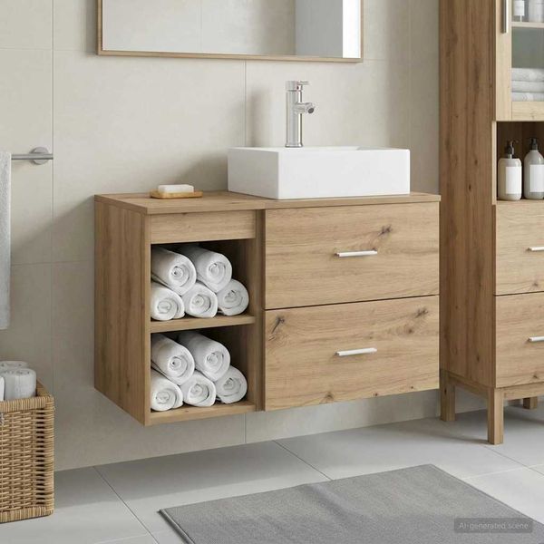 vidaXL Badezimmermöbel-Set 2 pcs Artisan-Eiche Holzwerkstoff 3403895