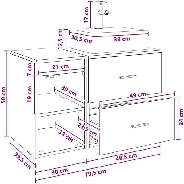 vidaXL Badezimmermöbel-Set 2 pcs Artisan-Eiche Holzwerkstoff 3403895 Bild 10