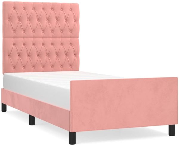 Einzelbettgestell Design für Erwachsene mit Kopfteil Rosa 100x200 cm Samt d3198e