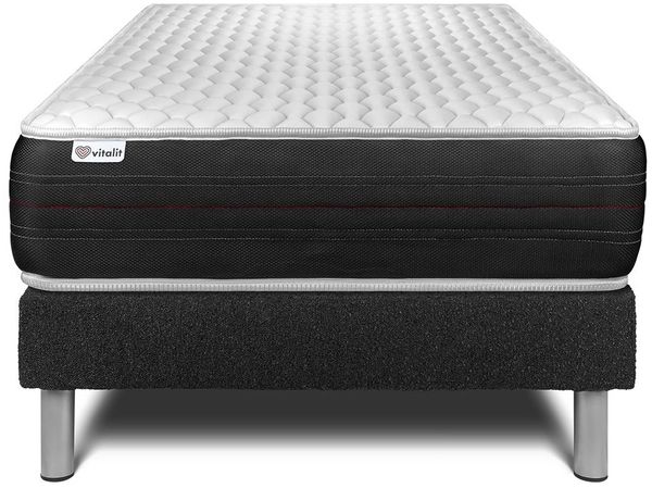 Matratzenset VITAL SPRING 120 x 190 cm Bettrahmen Kit Schwarz