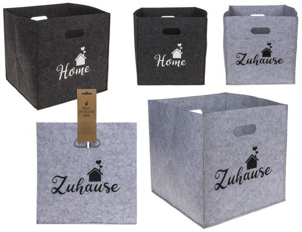 Box aus Filz - Home oder Zuhause - ca. 32 x 32 x 32 cm - 1 Stück