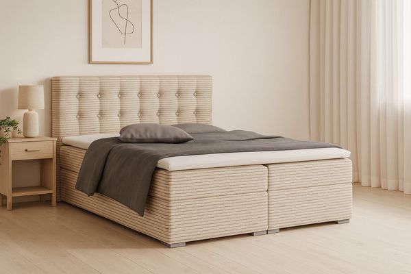 Deine Möbel 24 Boxspringbett CYNTHIA Boxbett Polsterbett Matratzen H3 oder H4 (Set, 3-St, Cord Cord-Samt 140x200 160x200 180x200 200x200), inkl. Bettkasten Topper Matratzen H3 H4