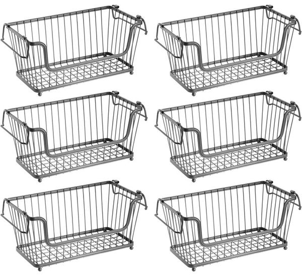 mDesign Ablagebox Drahtkorb Gitterbox Aufbewahrung Organizer 6er Set Metall Grau