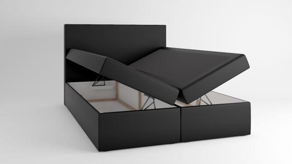 Boxspringbett Schlafzimmerbett STORM 140x200 cm Stoff Paros Grau inkl. LED Bild 2