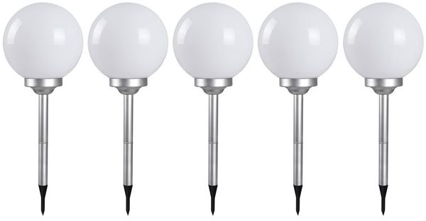 5x LED Solar Stecklampen, Kugelform, 30 cm, SOLAR