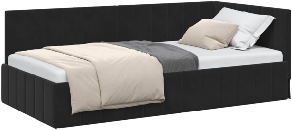 vidaXL Eckbettgestell mit Kopfteil Schwarz 100 cm x 200 cm Samt 42016322