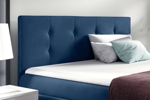 99rooms Primo Boxspringbett 160x200 cm Strukturstoff INARI Dunkelblau Bild 4