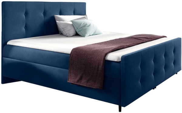 99rooms Primo Boxspringbett 160x200 cm Strukturstoff INARI Dunkelblau Bild 3