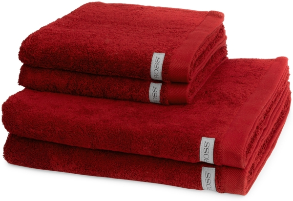 Ross Sinfonie 4 tlg. Frottier-Set - 2 X Handtuch (50 X 100cm) und 2 X Duschtuch (70 X 140cm) - 500 g/m2 - Kirsche