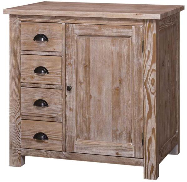 Casa Padrino Landhausstil Küchenschrank Naturfarben 92 x 65 x H. 90 cm - Küchen Unterschrank mit Tür und 4 Schubladen