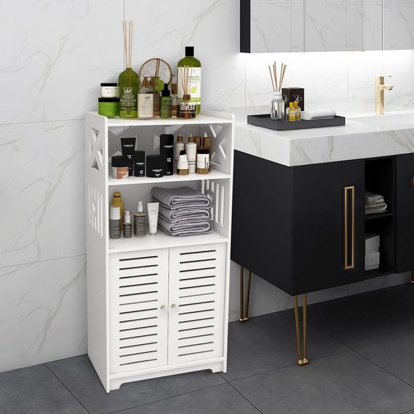 JEOBEST Badkommode Badezimmerschrank, Badschrank, Toilettenschrank, Platzsparendes Badmöbel, Weiß 75x22x36cm