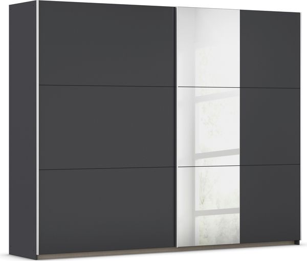 rauch Kleiderschrank; Schwebetürenschrank KRONACH, 2-türig, 1 Spiegeltüre, Graumetallic, 261 x 210 x 59xcm Bild 3