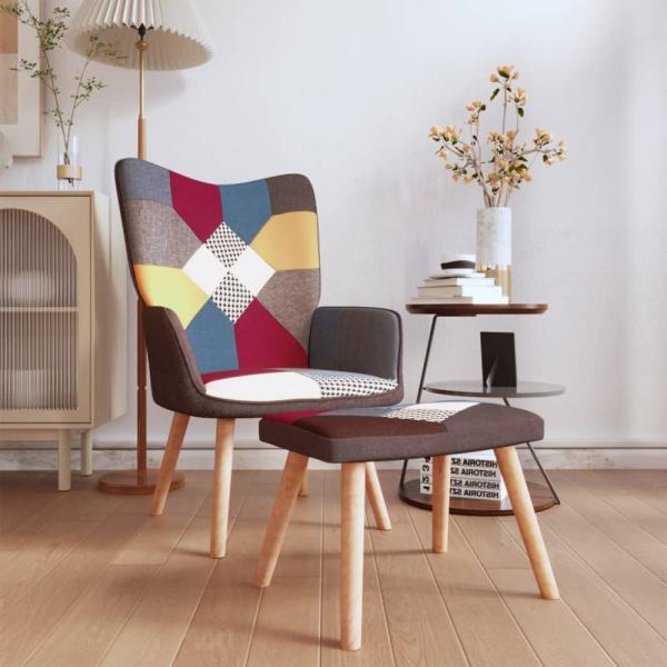 vidaXL Relaxsessel mit Hocker Patchwork Stoff [328184]