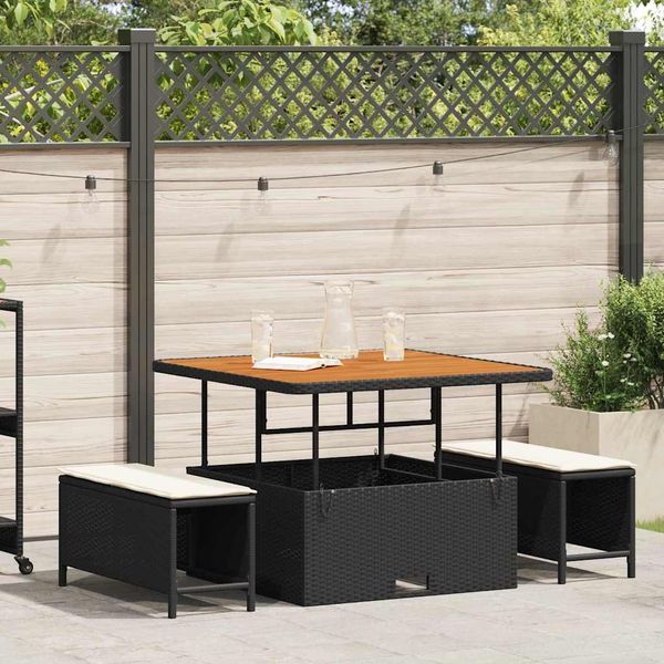 vidaXL Garten Essgruppe Schwarz Poly-Rattan 42007907