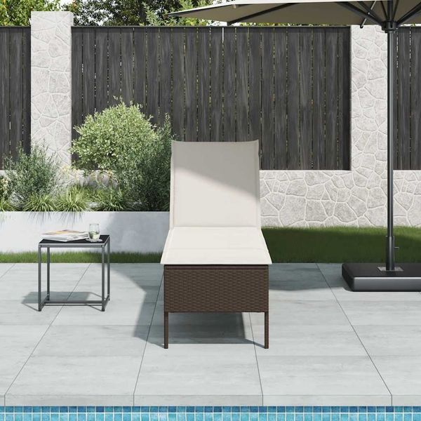 vidaXL Sonnenliege mit Auflage Braun 55x200x44 cm Poly Rattan 4104101