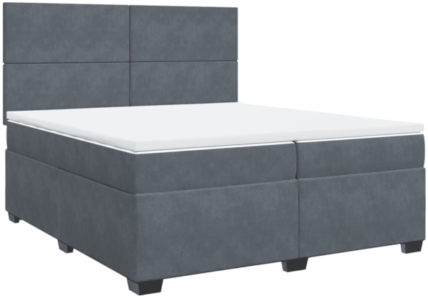 vidaXL Boxspringbett mit Matratze Dunkelgrau 200x200 cm Samt 3290997