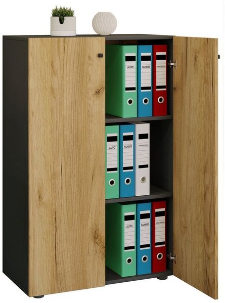 VCM Büroschrank Lona 919580 Anthrazit / Honig-Eiche B. 70 x H. 111 x T. 38 cm Bild 2