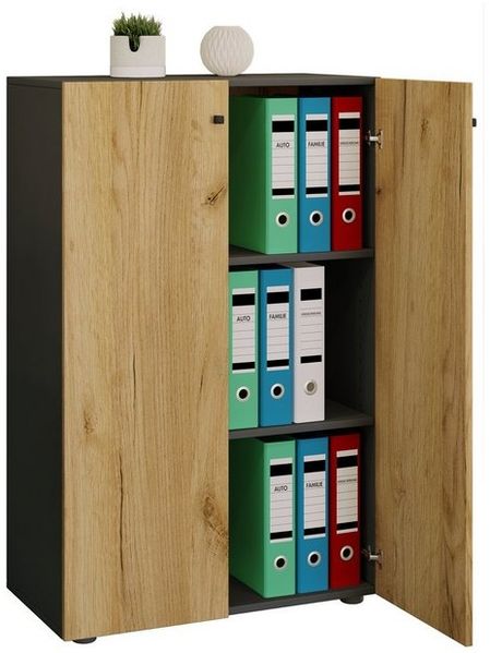 VCM Büroschrank Lona 919580 Anthrazit / Honig-Eiche B. 70 x H. 111 x T. 38 cm Bild 4