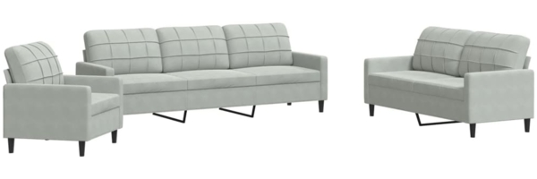 vidaXL 4-tlg. Sofagarnitur mit Kissen Hellgrau Samt 3278441