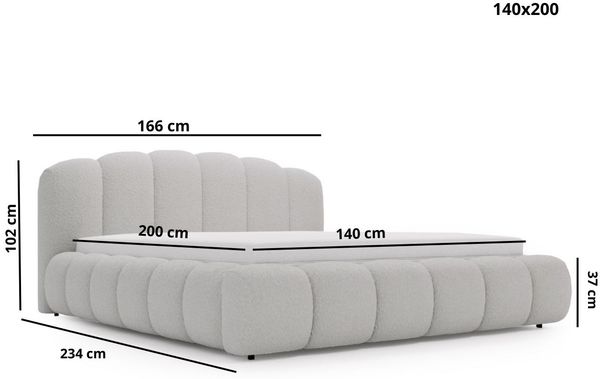 GRAINGOLD Cloud Soft Polsterbett 140x200, Bett mit Bettkasten und Lattenrost, Bouclé-Stoff, Grau Bild 8