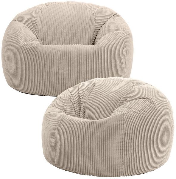 icon Sitzsack Erwachsene 2er Set Klassischer Sitzsack aus Cord „Kingston“, 85x50cm, Made in Germany, für Erwachsene & Kinder, mit Füllung