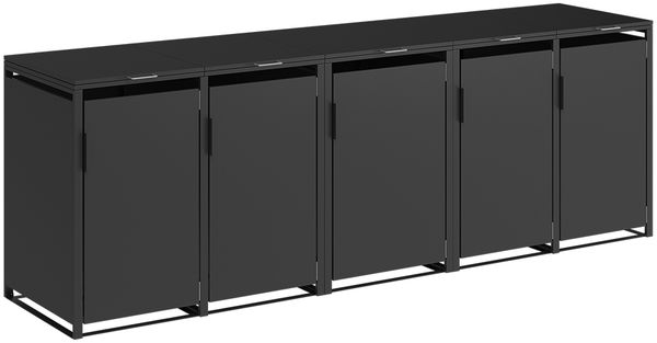 STEELSØN 'Thoria' Mülltonnenbox 5er je 240 Liter, graphitschwarz, Mülltonnenverkleidung aus Stahl, wetterfest, 116x80x332 cm, Müllbox für 5 Tonnen Bild 8
