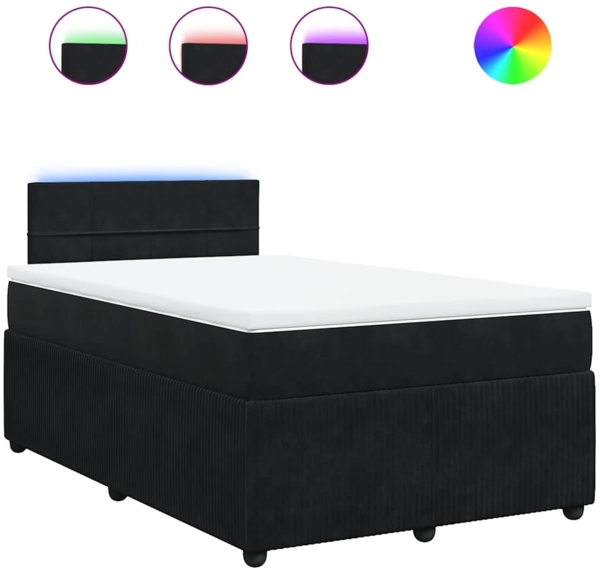 vidaXL Boxspringbett mit Matratze Schwarz 120x190 cm Samt 3289988
