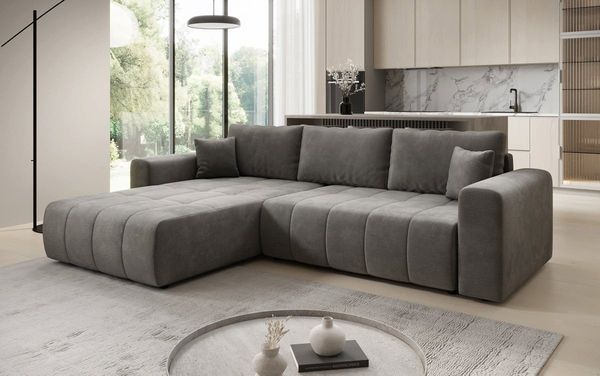 Luxusbetten24 Schlafsofa Designer Sofa Leveno L in Samt, mit Stauraum und Schlaffunktion