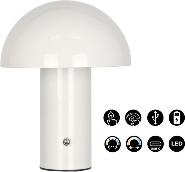 s.Oliver LED Tischleuchte Hillu, Dimmer, Dimmfunktion, Ein-/Ausschalter, USB-Anschluss mit Ladefunktion, USB-Ladefunktion, mehrere Helligkeitsstufen, LED fest integriert, warmweiß - kaltweiß, dimmbar, Typ-C-Ladekabel, CCT, Akku, Tischlampe kabellos, Ak...