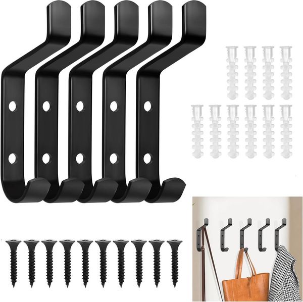 Refined Living Garderobenhaken 5/10 Stück, kleiderhaken zum Schrauben, Handtuchhaken, Wandhaken (Türhaken Badezimmer, Kleiderhaken Metall, Huthaken Vintage, Wandhaken Metall Schwarz, Huthaken, Wandhaken für Garderobe, Jackenhaken, 5 St, Haken für Badez...