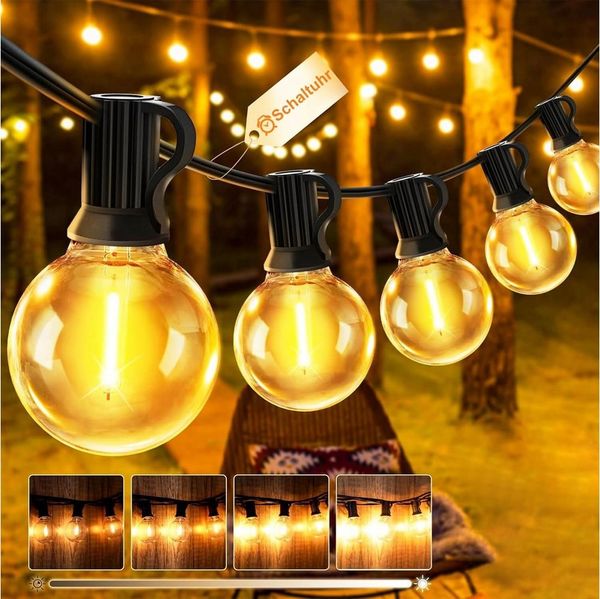 skelo Lichterkette Led Lichterkette Außen Strom, 10/18/30M Dimmbar Outdoor Lichterkette, Lichterketten Aussen für Garten, Balkon, Party, Terrasse