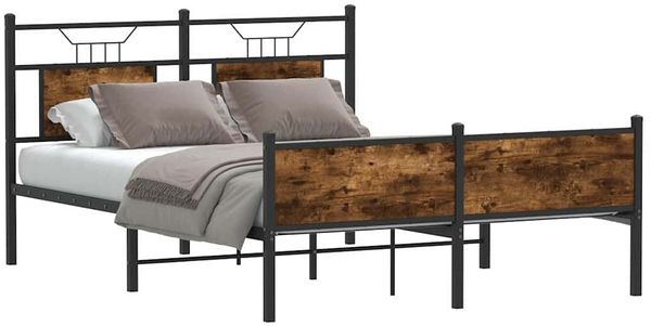vidaXL Bettgestell ohne Matratze Räuchereiche 140x200 cm Holzwerkstoff 4106927