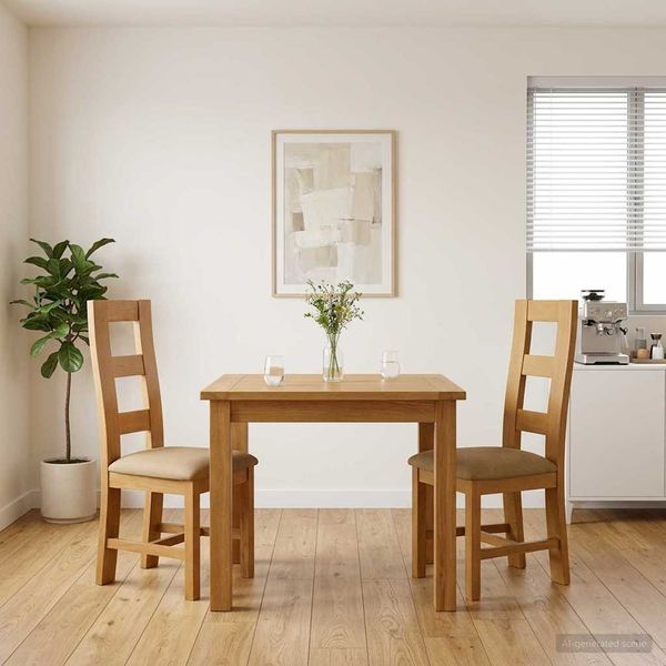vidaXL Esszimmerstuhl 2 pcs Massivholz Eiche Beige 45 x 51 x 105 cm 42039165