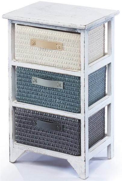 Kobolo Regal Holzregal white washed mit 3 Schubfächern