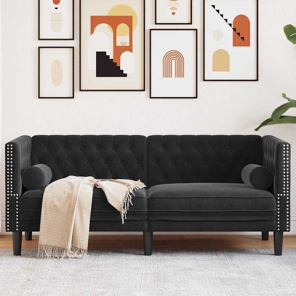 vidaXL Sofa Schwarz 174 x 74,5 x 70,5 cm Samt 42013021