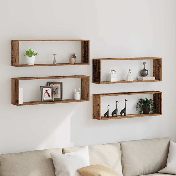 vidaXL Wandregale 4 pcs Altholz 80 x 15 x 26 cm Holzwerkstoff 862640
