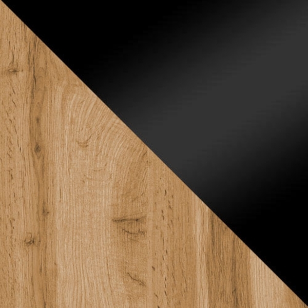 Wohnwand Doppo I (Farbe: Wotan / Schwarz Hochglanz, mit weißer LED Beleuchtung) Bild 9