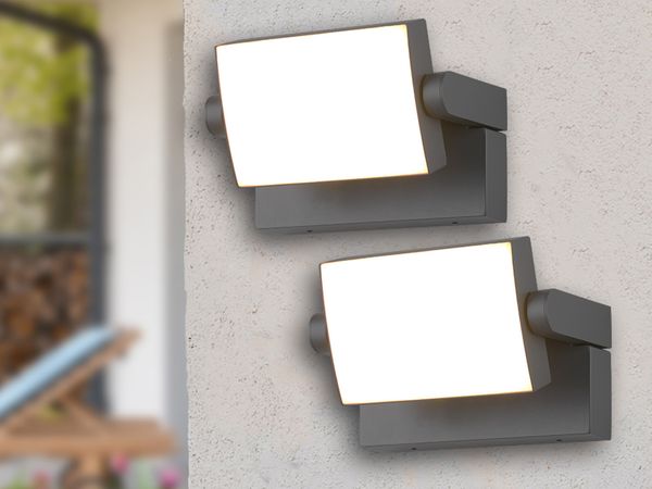 LED Außenwandleuchten 2er SET aus Aluminium in Anthrazit, Breite 20cm