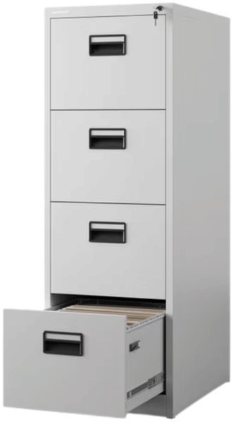 Hängeregisterschrank abschließbar SARA - 4 Schubladen mit Schloss | Aktenschrank Büroschrank aus Stahl Metallschrank, 132x46x62cm Grau