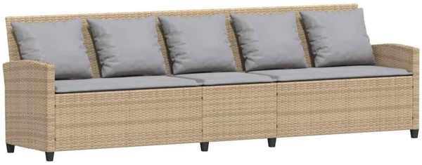 vidaXL Gartensofa 5-Sitzer mit Kissen Beige Poly Rattan 4104116