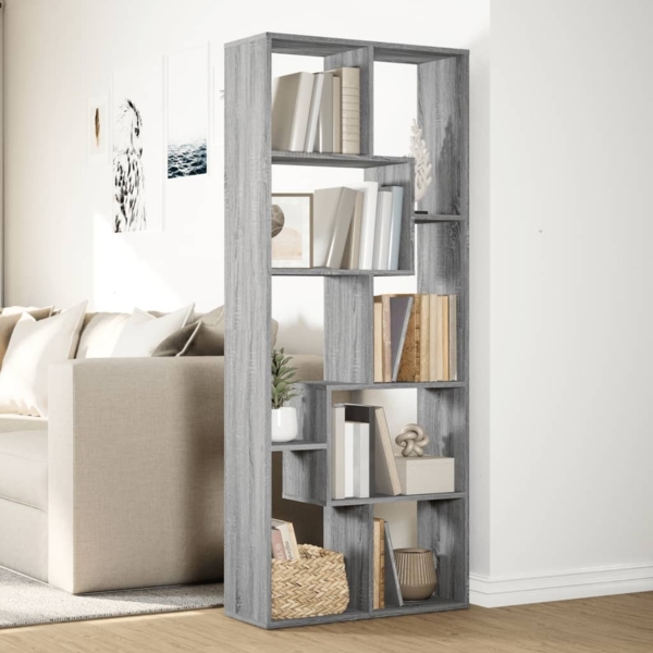 vidaXL Raumteiler-Bücherregal Grau Sonoma 67x25x161,5 cm Holzwerkstoff 858080 Bild 3
