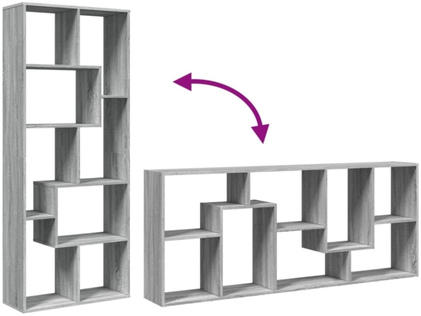 vidaXL Raumteiler-Bücherregal Grau Sonoma 67x25x161,5 cm Holzwerkstoff 858080 Bild 7