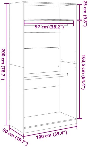 vidaXL Kleiderschrank Räuchereiche 100x50x200 cm Holzwerkstoff 3307805 Bild 9