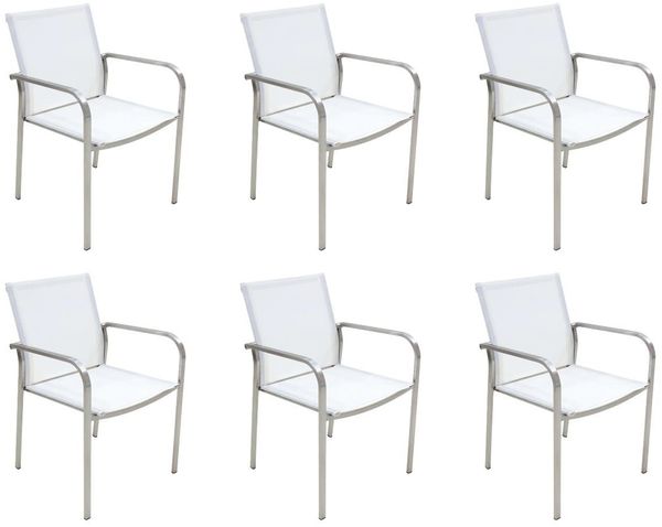 Gardissimo BOZEN Edelstahl Stapelsessel Textilenbezug Sessel weiß