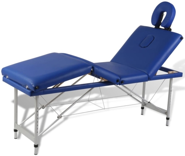 Massagetisch mit Aluminiumrahmen, faltbar 4 Zonen Blau