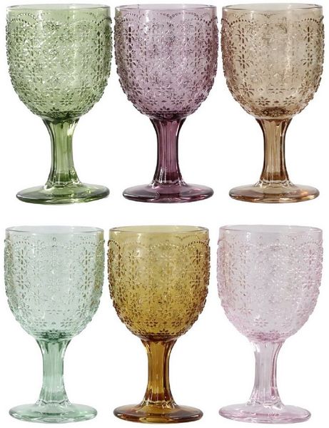 Chic Antique - 6er Set Weingläser Weinglas 250ml Bunt mit Muster 61092100