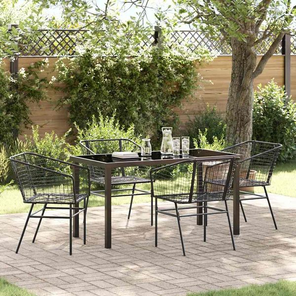 vidaXL Garten Essgruppe 5 pcs Schwarz Poly-Rattan 3380892
