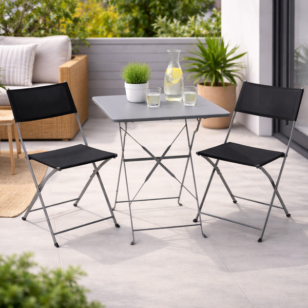 3tlg Bistroset Gartenmöbelset Outdoormöbel Balkon Anthrazit klappbar